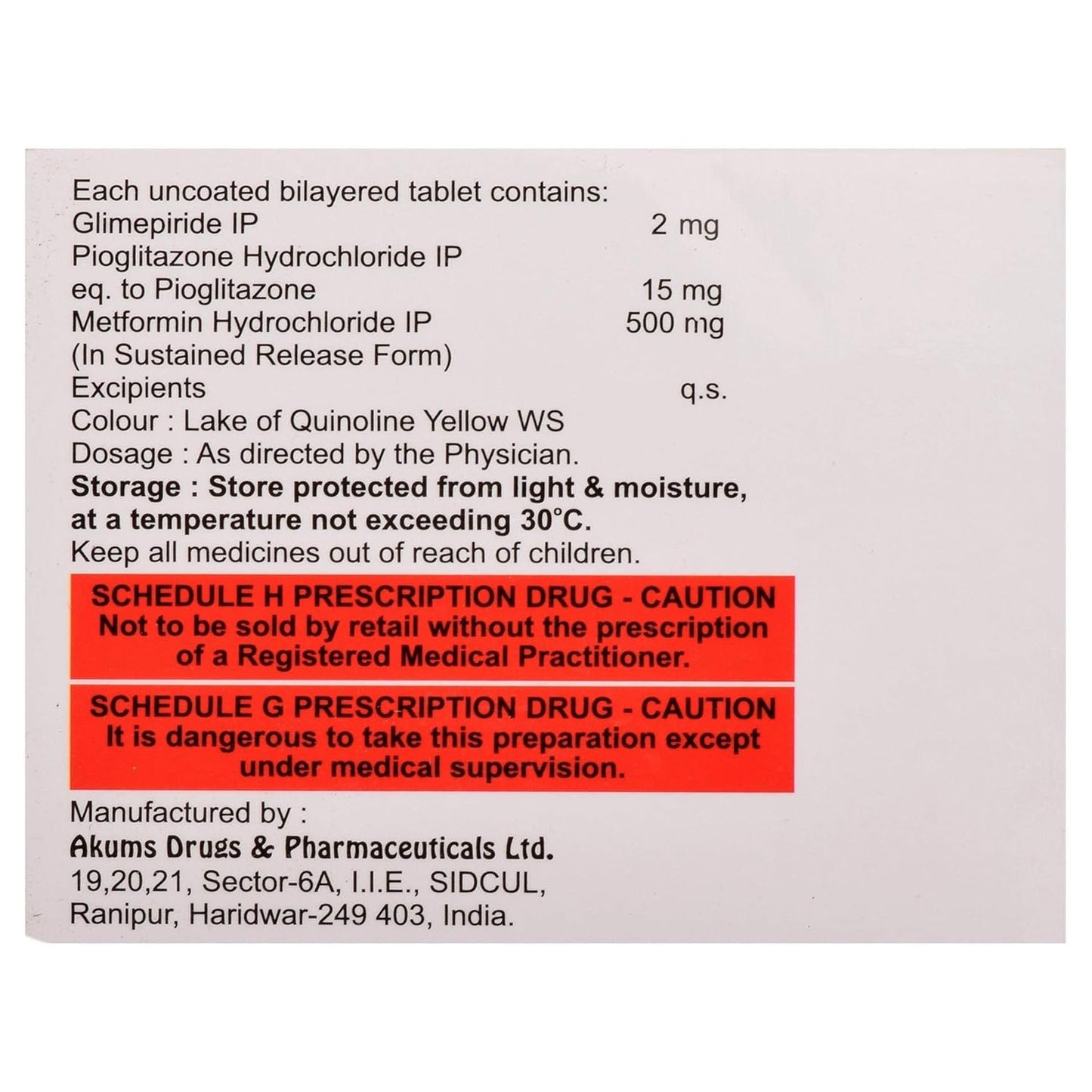 Switglim MP 2/15 - Strip of 10 Tablets