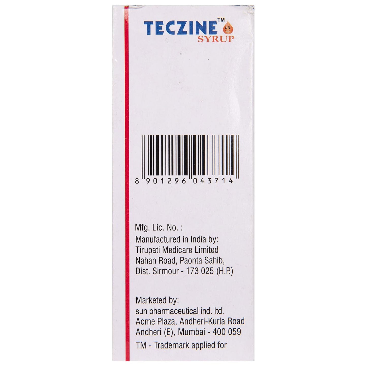 Teczine 2.5mg/5ml - Bottle of 60 ml Syrup