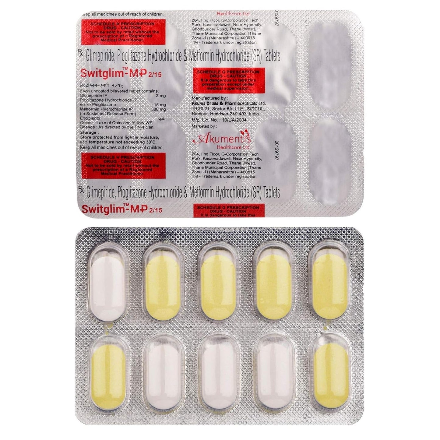 Switglim MP 2/15 - Strip of 10 Tablets