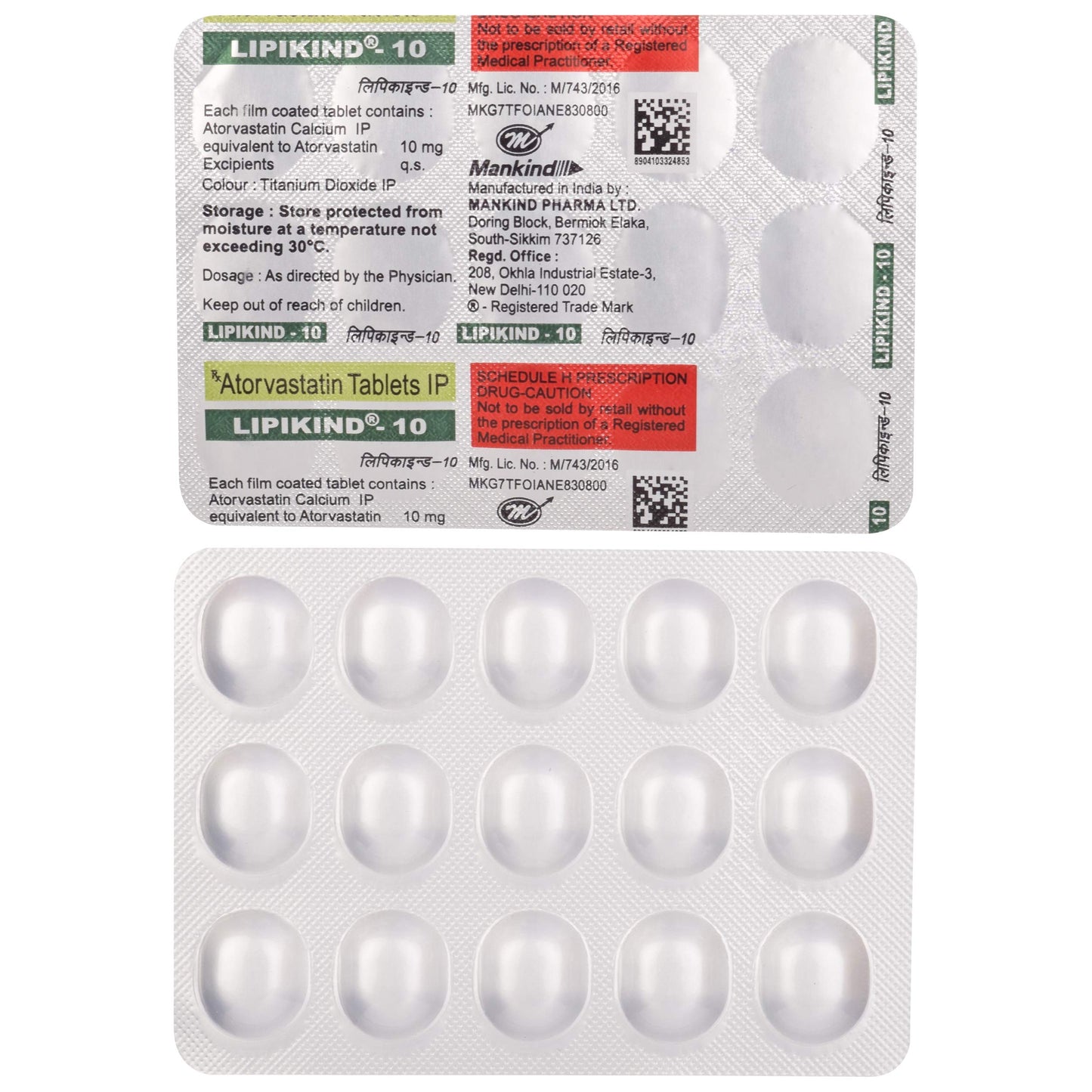 Lipikind 10 - Strip of 15 Tablets