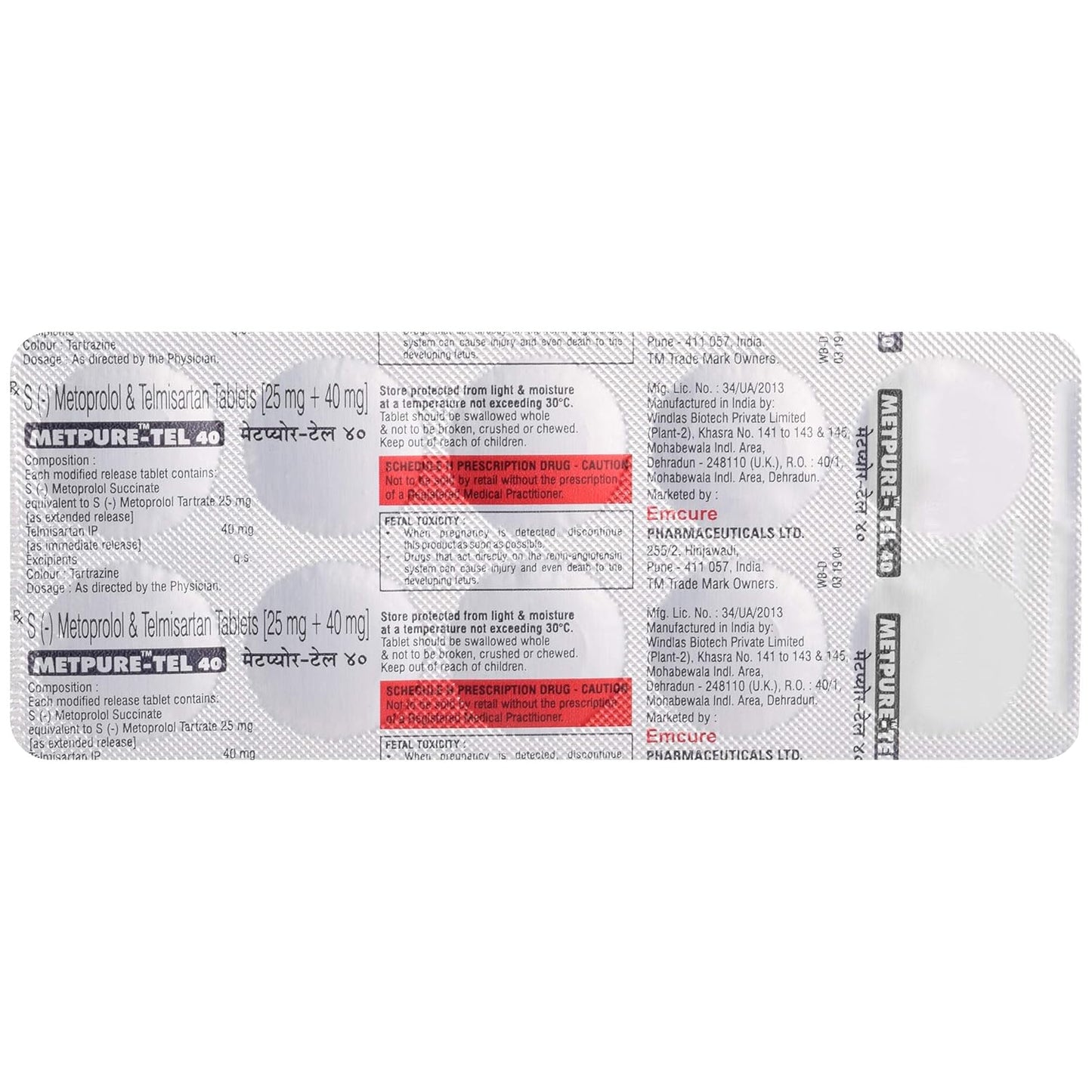 Metpure Tel 40 - Strip of 10 Tablets