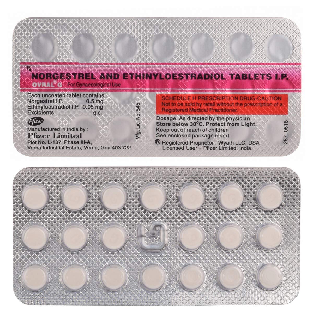 Ovral G - Strip of 20 Tablets