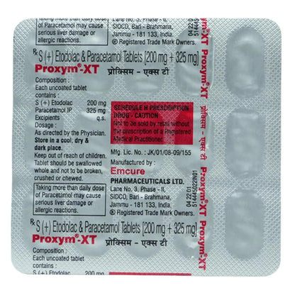 Proxym-Xt 200/325 - Strip of 15 Tablets