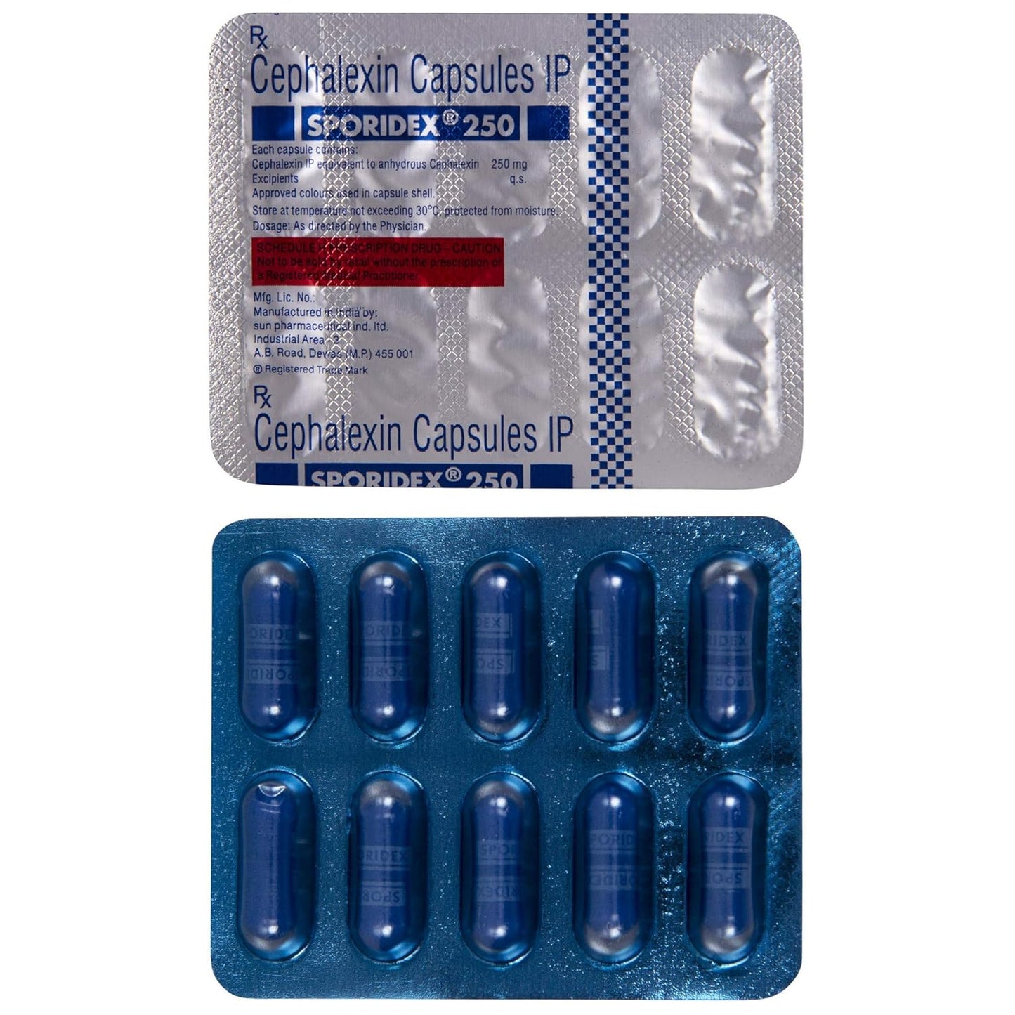 Sporidex 250 - Strip of 10 Capsules