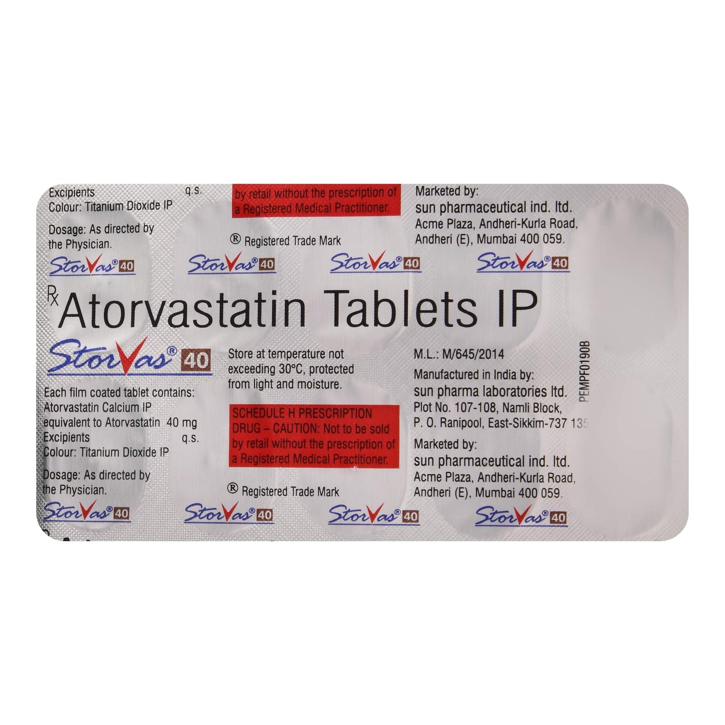 Storvas 40 - Strip of 10 Tablets