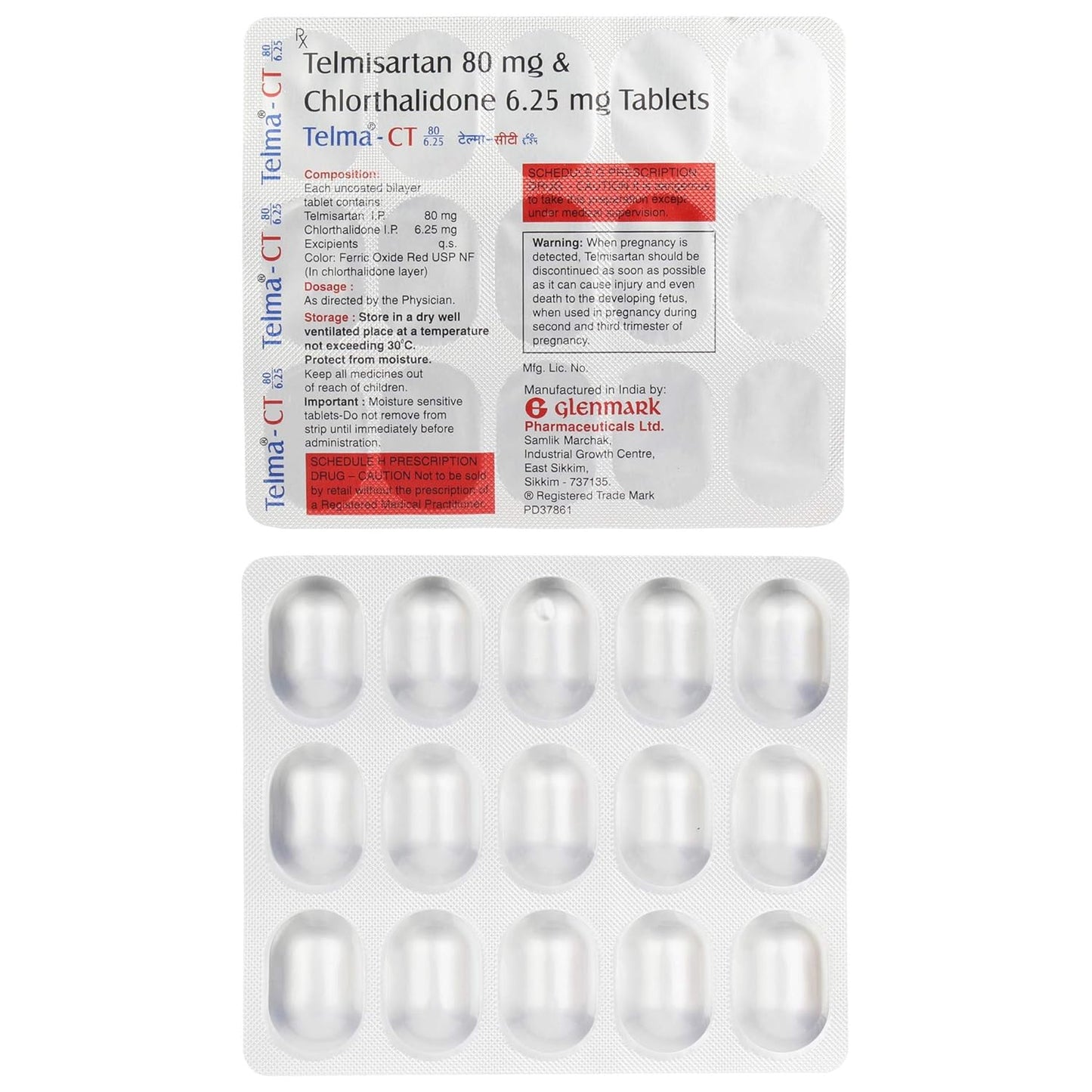 Telma-CT 80mg/6.25mg - Strip of 15 Tablets