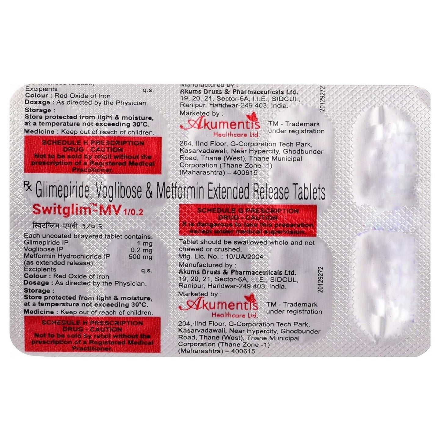 Switglim MV 1/0.2 - Strip of 10 Tablets