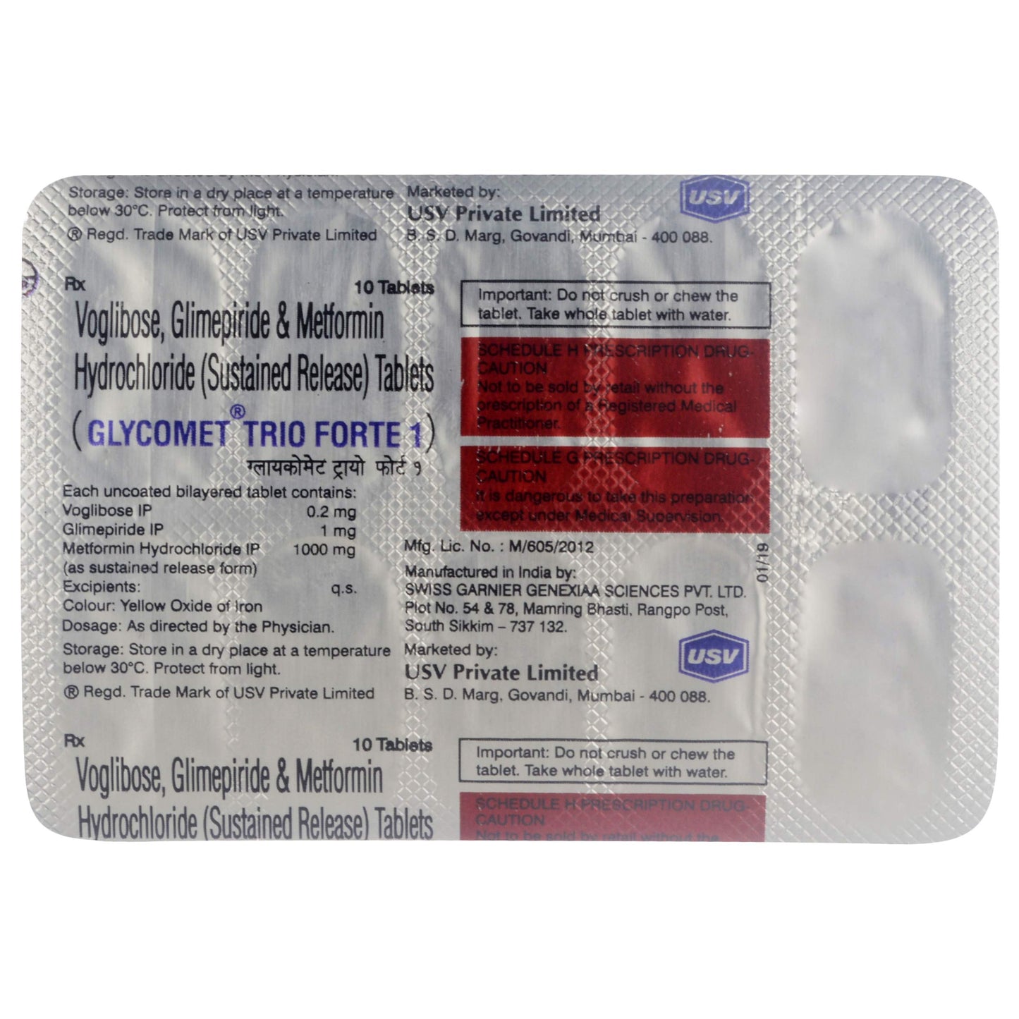 Glycomet Trio Forte 1 - Strip of 10 Tablets