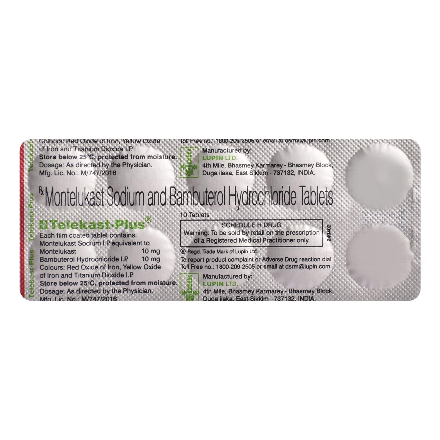 Telekast Plus - Strip of 10 Tablets