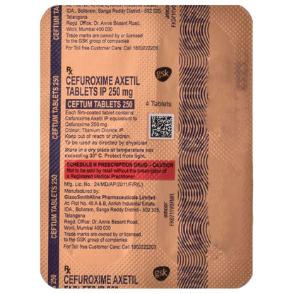 Ceftum 250 - Strip of 4 Tablets