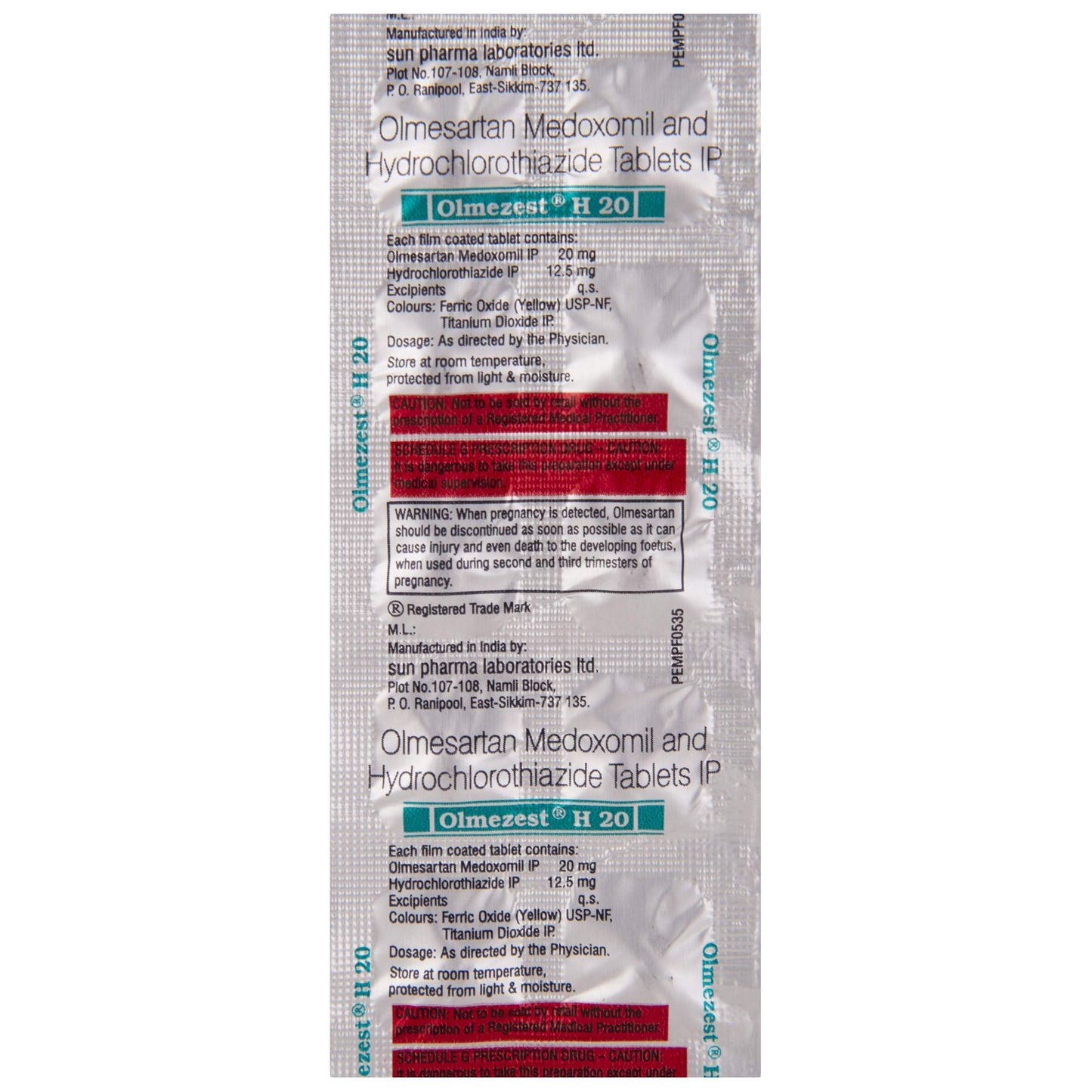 Olmezest H 20 - Strip of 10 Tablets