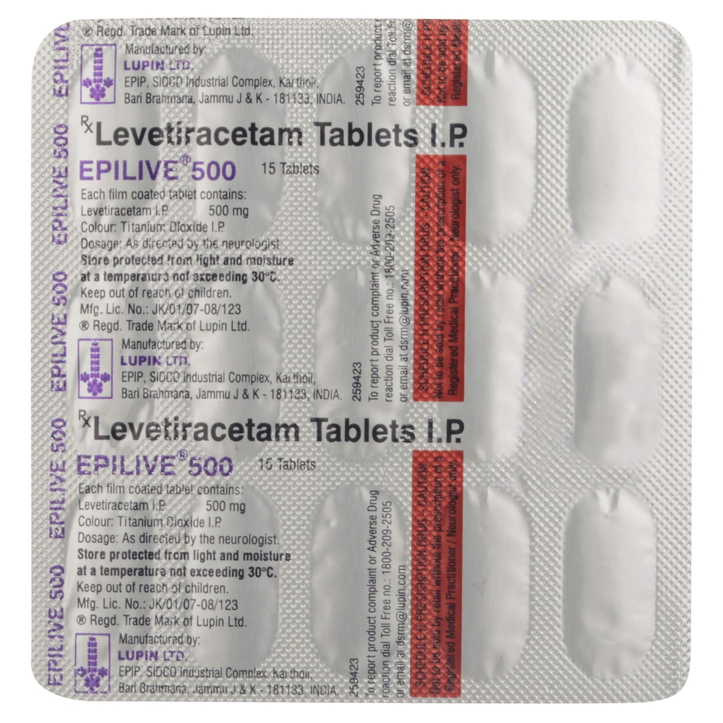 Epilive 500 - Strip of 15 Tablets