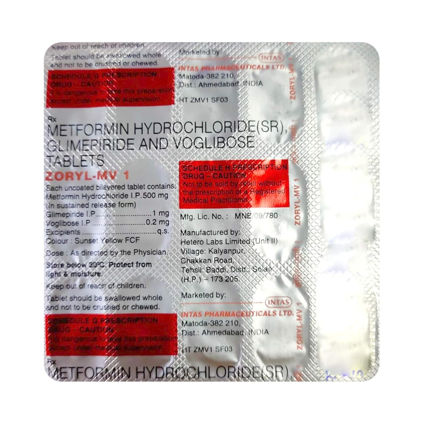 Zoryl MV 1 - Strip of 15 Tablets