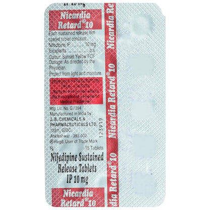 Nicardia Retard 10 - Strip of 15 Tablets