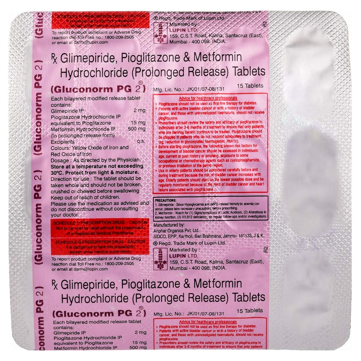 Gluconorm PG 2 - Strip of 15 Tablets