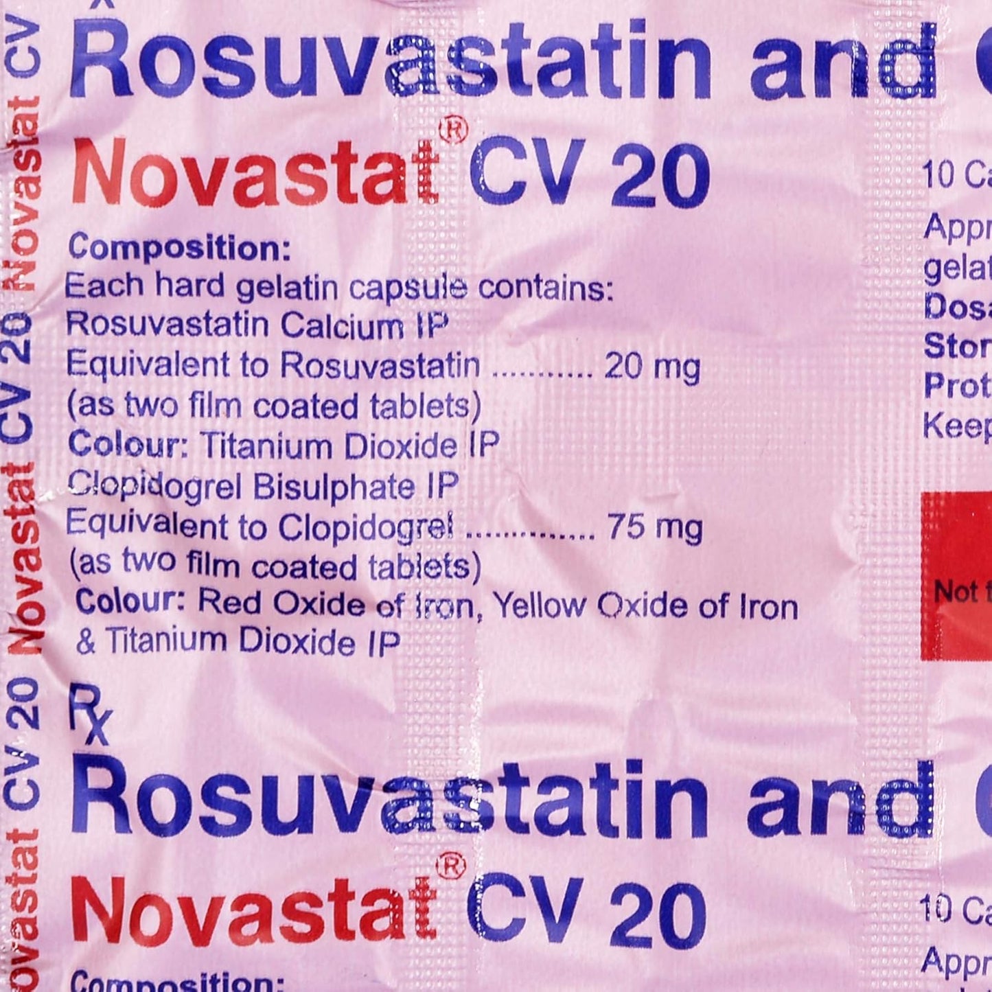 Novastat CV 20 - Strip of 10 Capsules