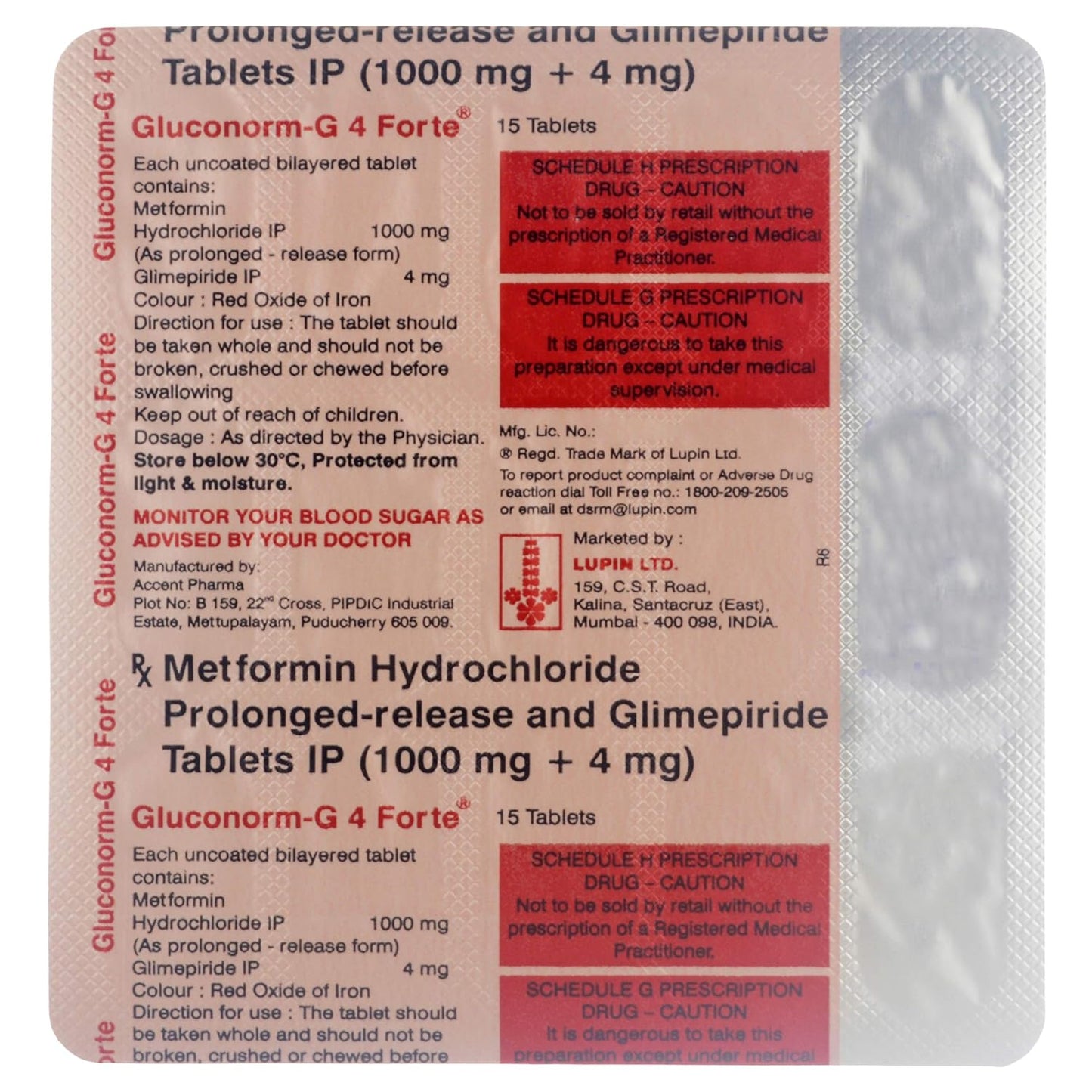 Gluconorm G4 Forte - Strip of 15 Tablets