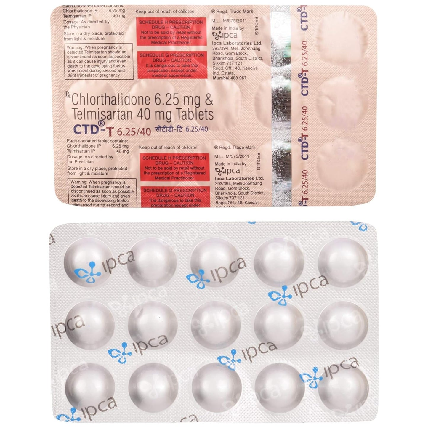 CTD-T 6.25/40 - Strip of 15 Tablets