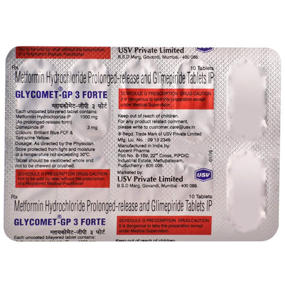 Glycomet-GP3 Forte - Strip of 10 Tablets