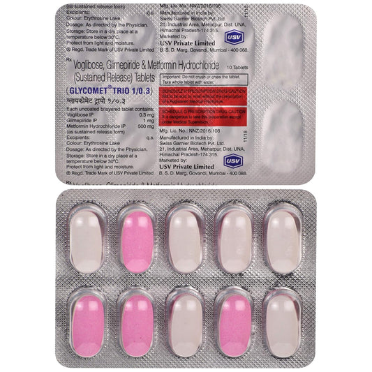 Glycomet Trio 1/0.3 - Strip of 10 Tablets