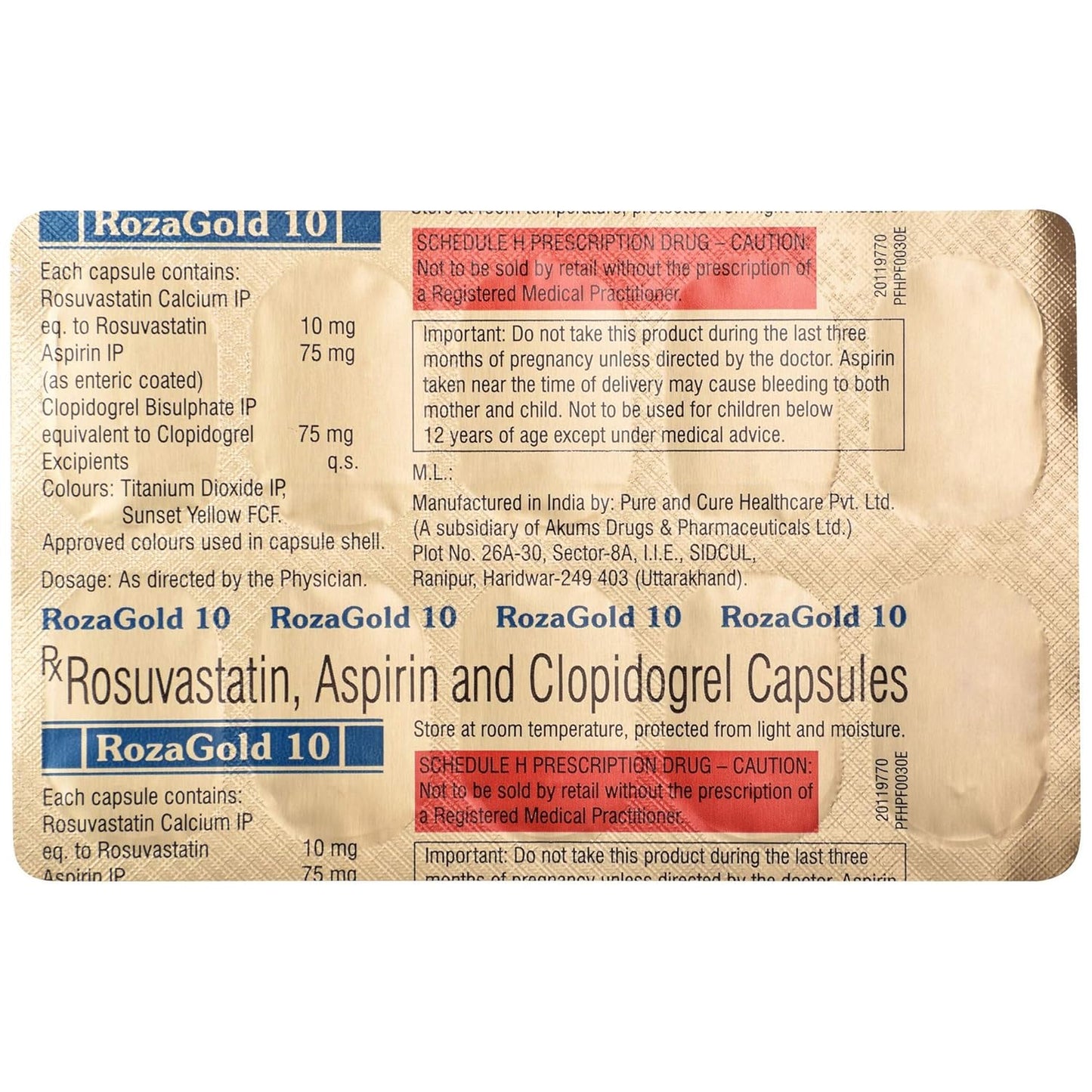 Rozagold 10 - Strip of 10 Capsules