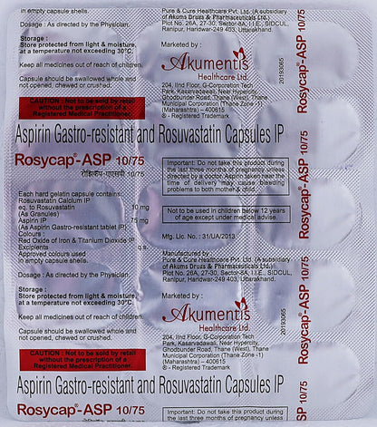 Rosycap-ASP 10/75 - Strip of 15 Capsules