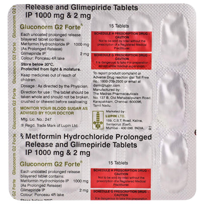 Gluconorm G2 Forte - Strip of 15 Tablets