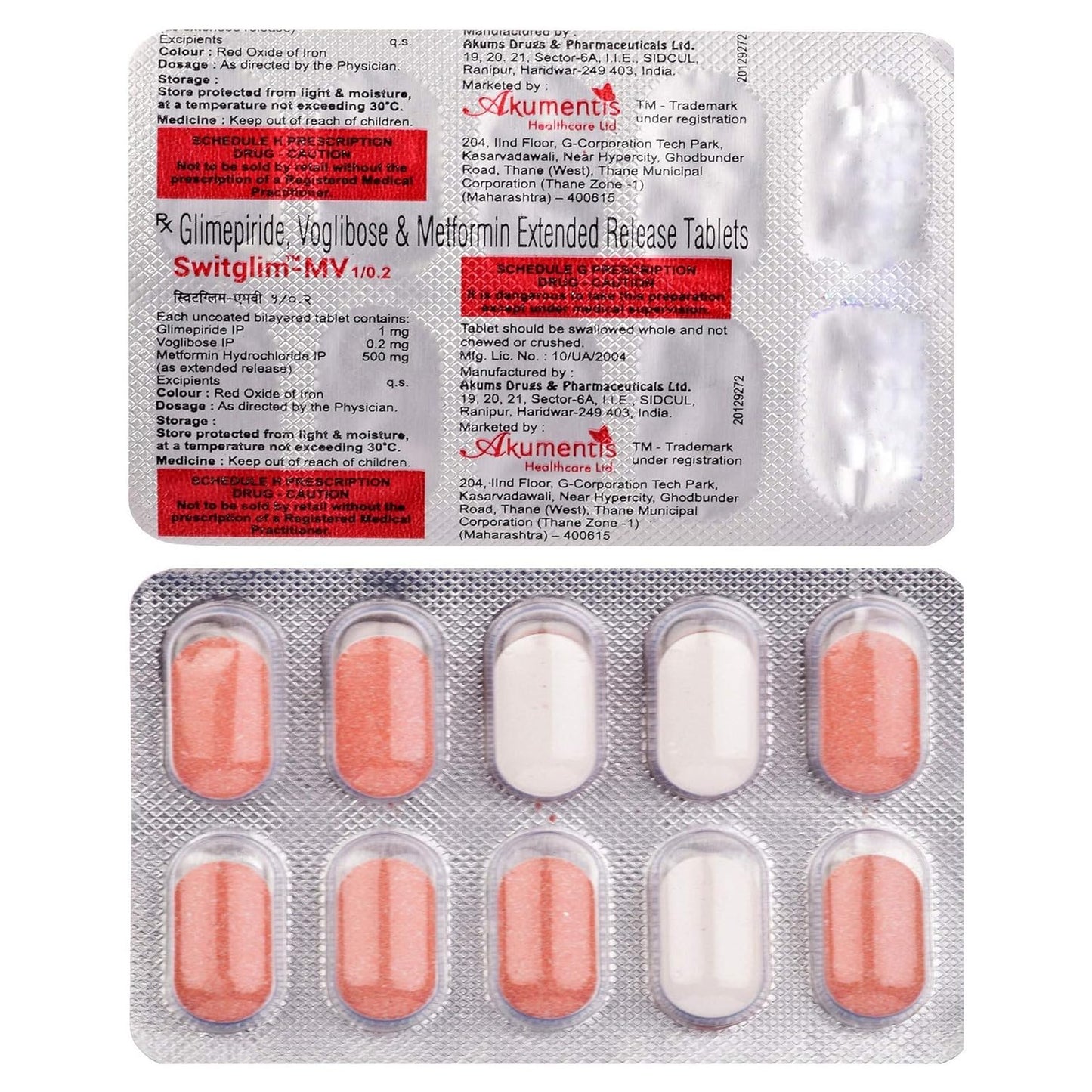 Switglim MV 1/0.2 - Strip of 10 Tablets