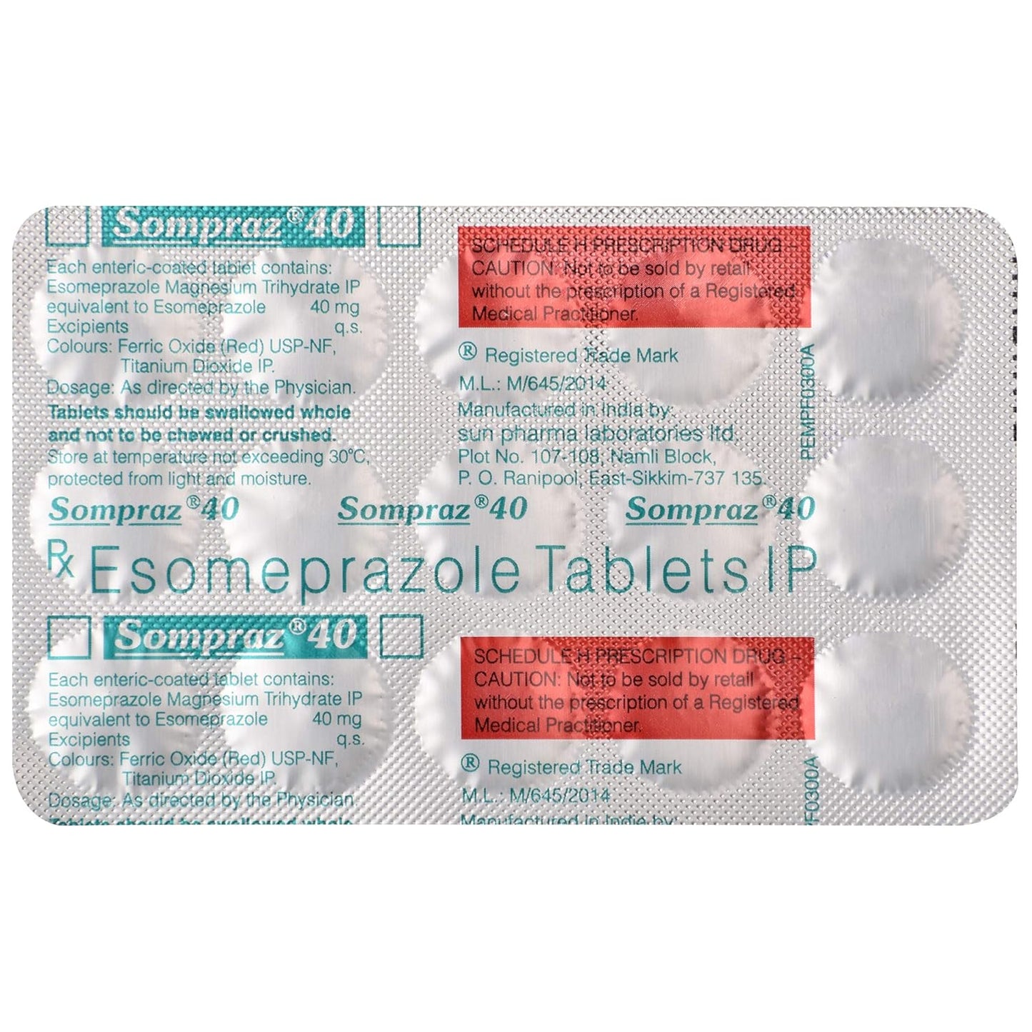 Sompraz 40 - Strip of 15 Tablets