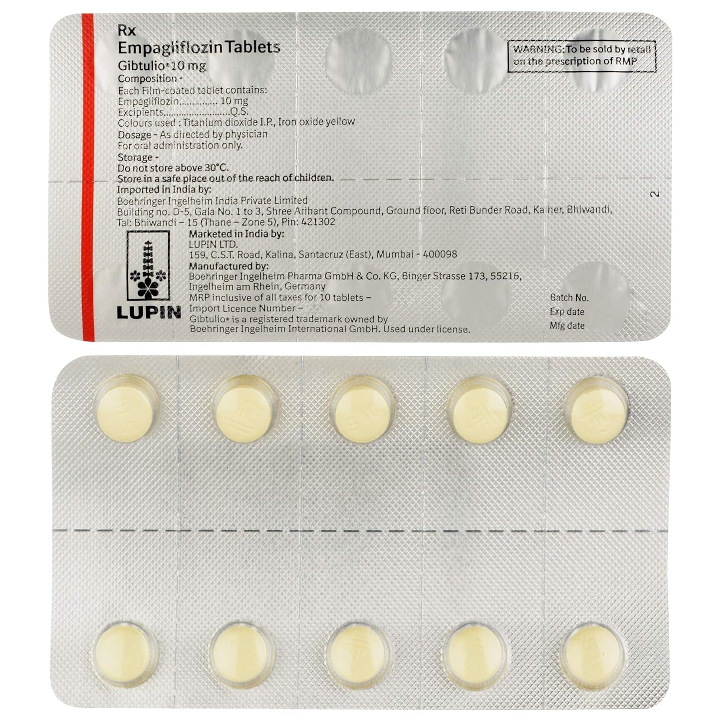 Gibtulio 10 mg - Strip of 10 Tablets