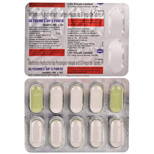 Glycomet-GP3 Forte - Strip of 10 Tablets