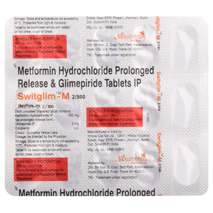 Switglim-M 2/500 - Strip of 15 Tablets