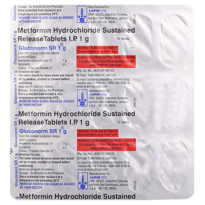 Gluconorm SR 1 g - Strip of 15 Tablets