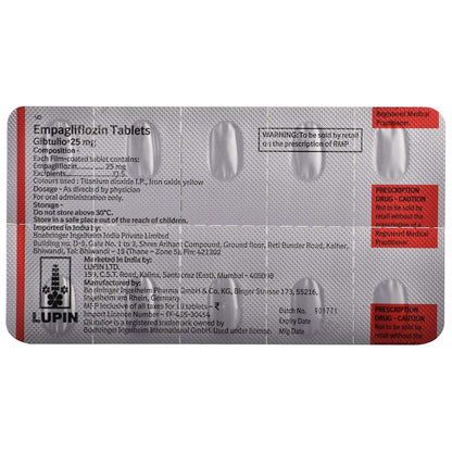 Gibtulio 25 mg - Strip of 10 Tablets