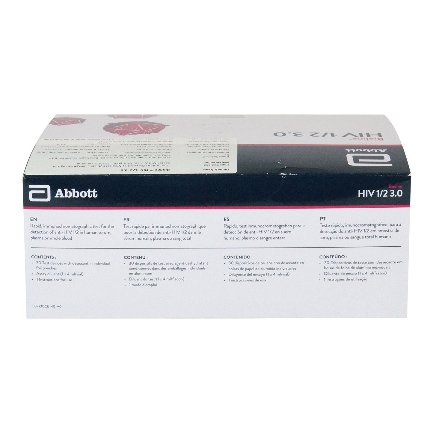 Abbott HIV 1/2 3.0 CE (D) Global Rapid Card - Pack of 30 Test (3FK10)